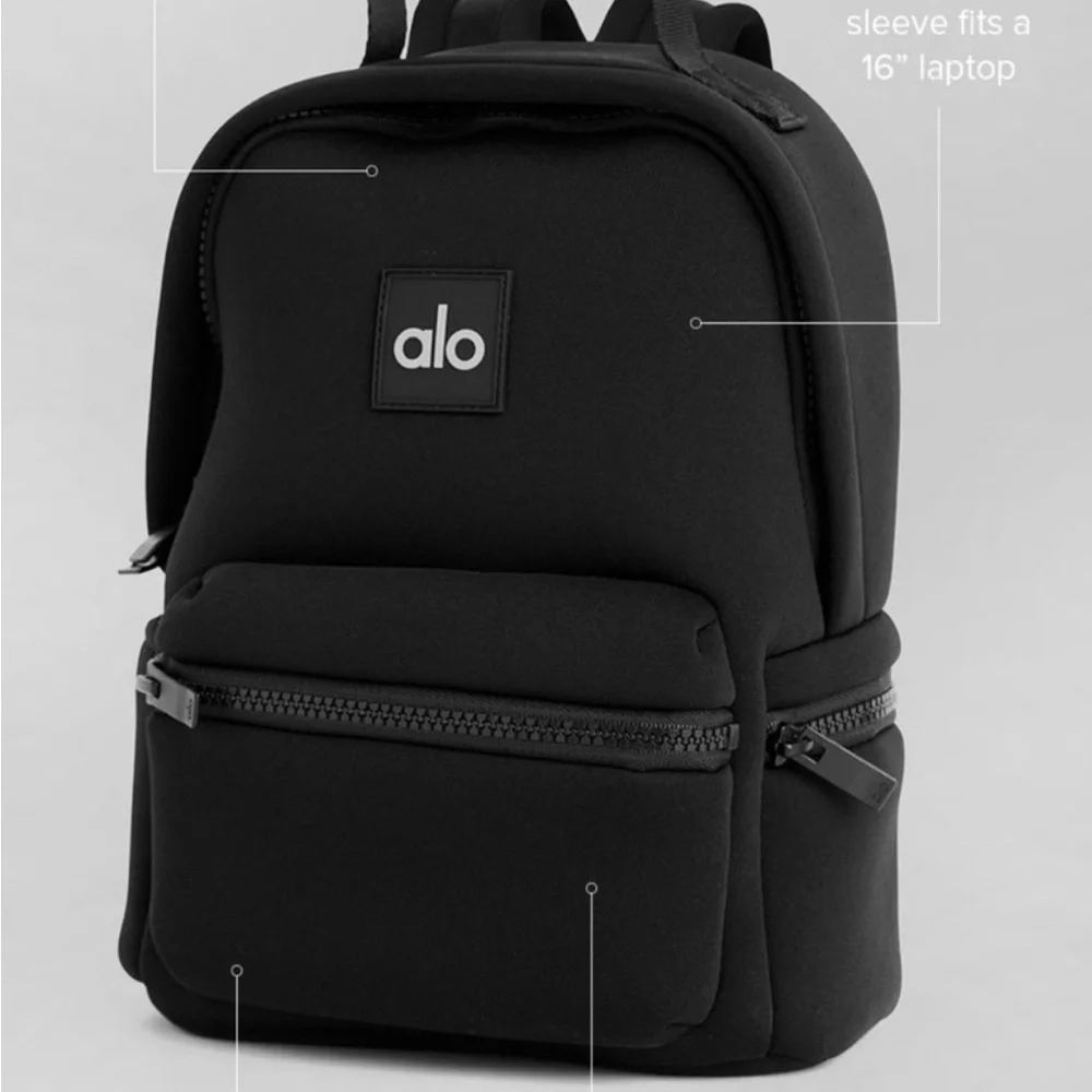 🎒BNWT ALO Yoga Stow Neoprene Backpack Col:black with pouch $328 - Picture 2 of 13